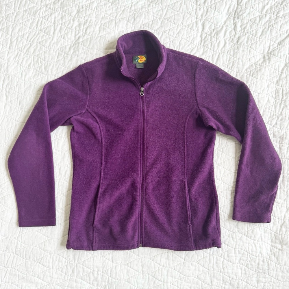 Bass Pro Purple Full-Zip Womens Fleece Jacket Size M Outdoor Cozy Vintage Comfy